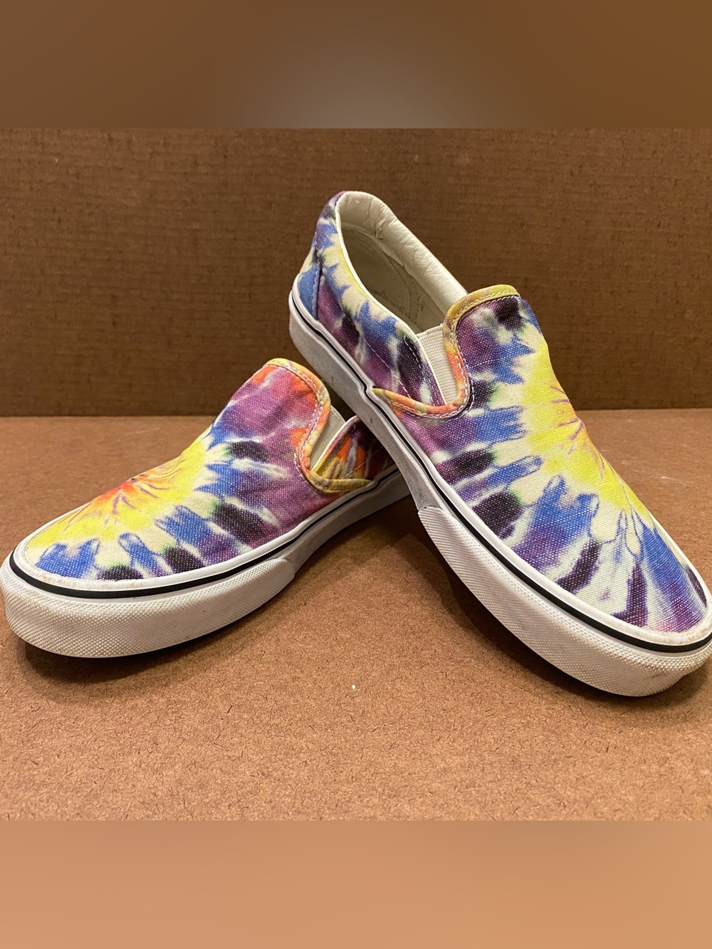 Vans Tie-Dye Slip-On Canvas Shoes - Yellow, Blue, Purple